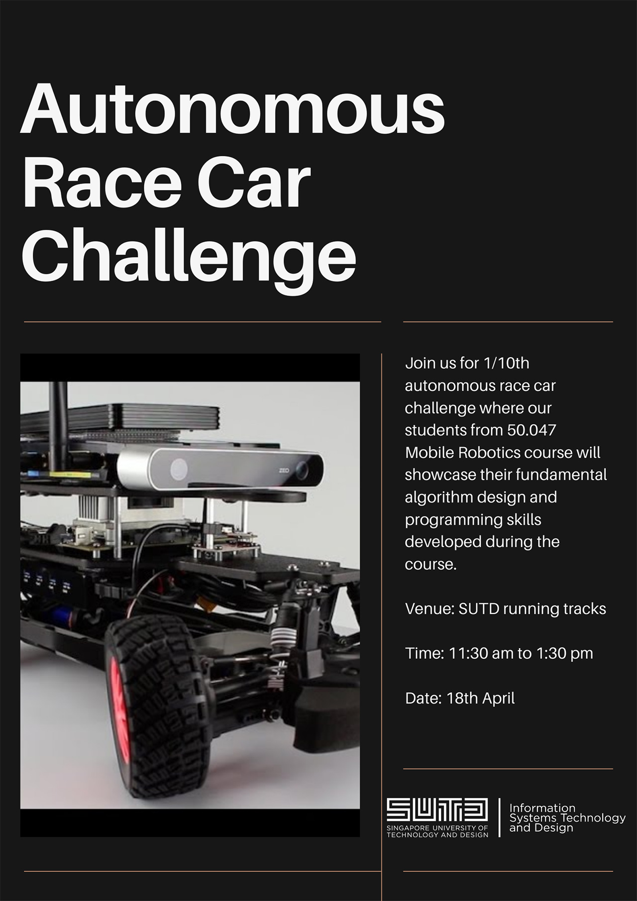 50.047 Mobile Robotics Course - Autonomous Race Car Challenge