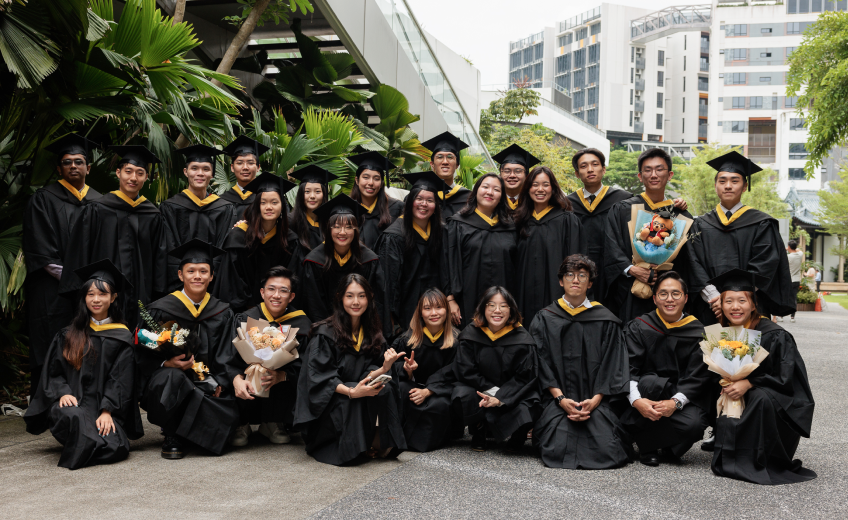 Students in graduation gown