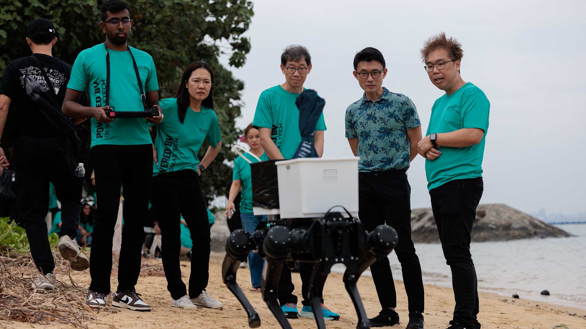 SUTD Staff and Students Work Together With Smart AI-Powered Robots in Beach Clean-Up