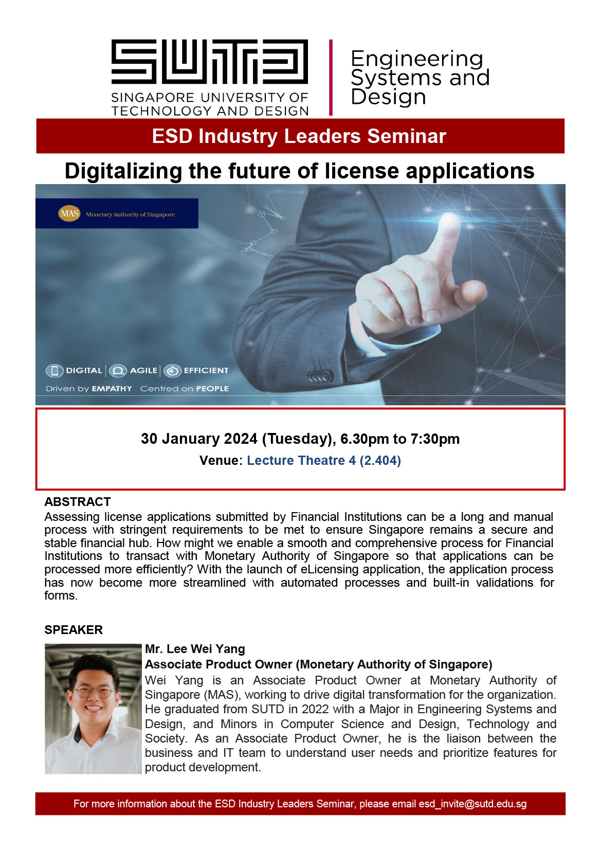 Lee Wei Yang Monetary Authority of Singapore - Digitalizing the Future of License Applications