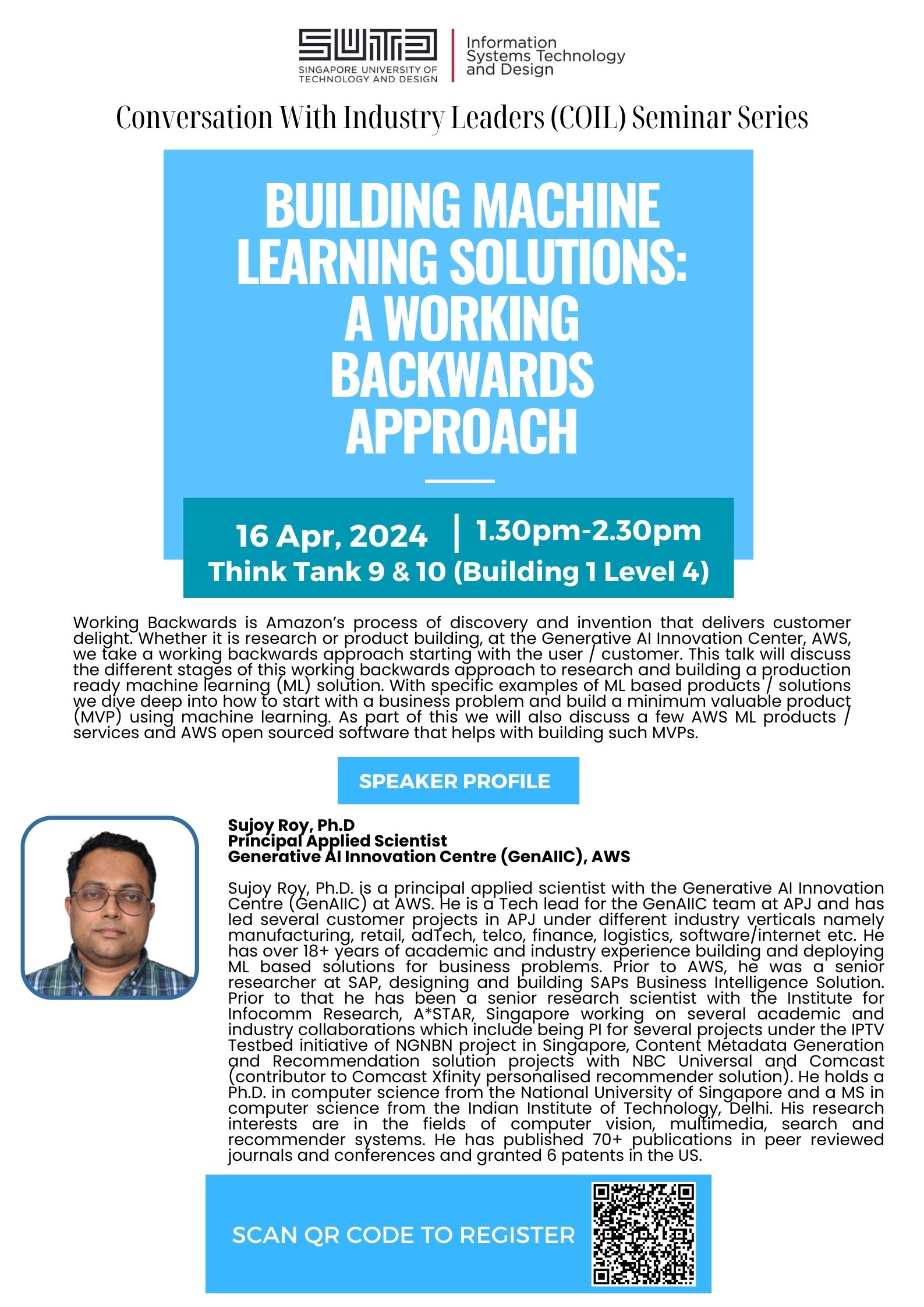 Sujoy Roy AWS  Building Machine Learning Solutions A Working Backwards Approach