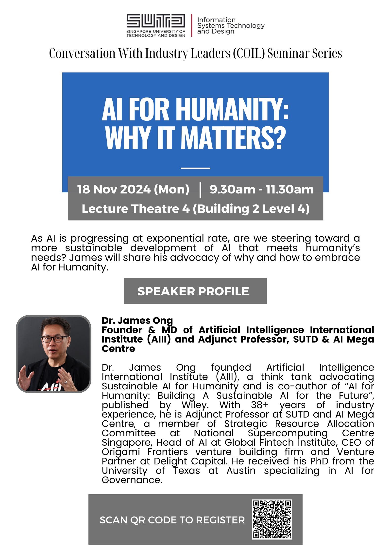 James Ong Artificial Intelligence International Institute  AI for Humanity Why It Matters