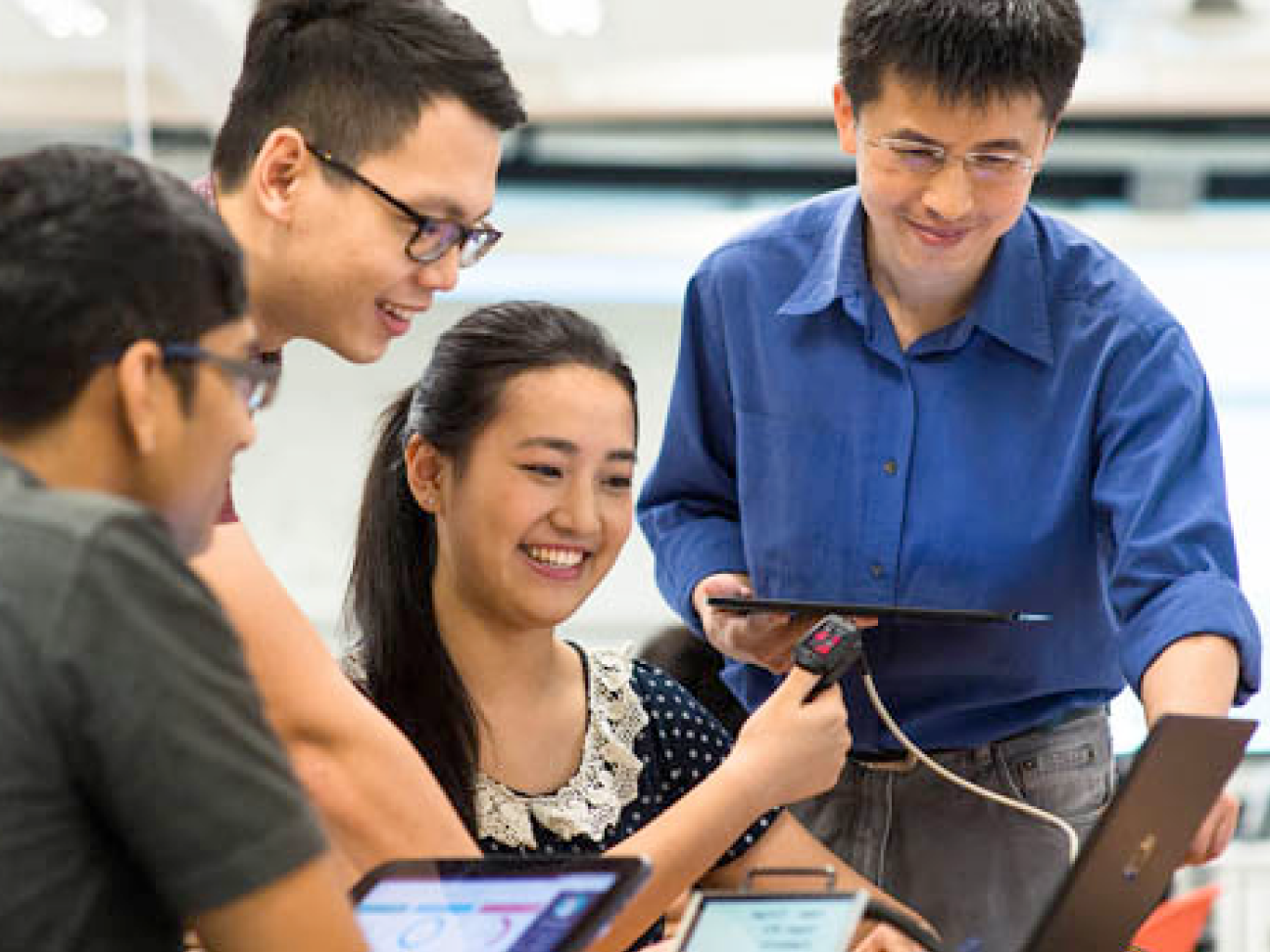 Undergraduate students working on a project