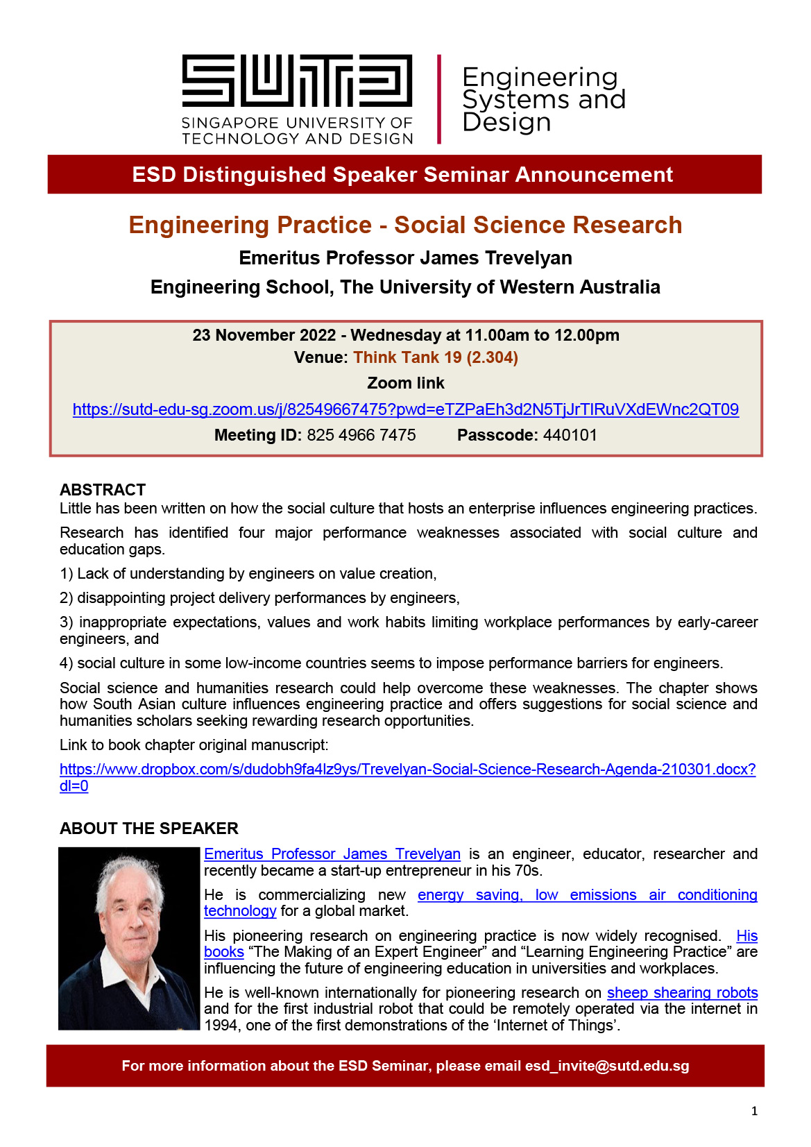 James Trevelyan The University of Western Australia - Engineering Practice - Social Science Research