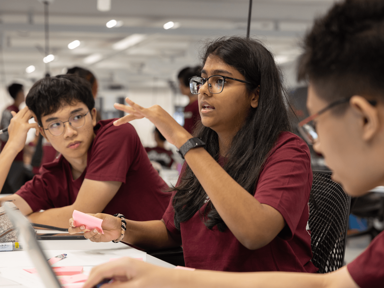 Student raising a discussion in class