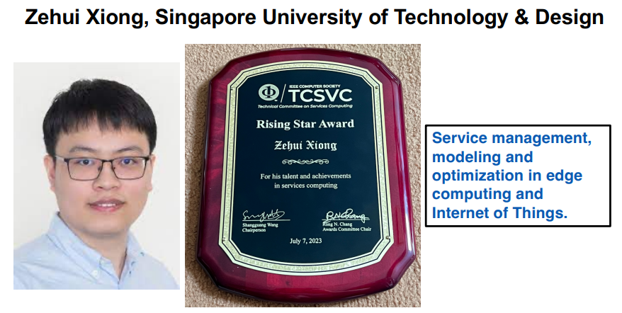 Congratulations to Assistant Professor Zehui Xiong for winning the IEEE TCSVC 2023 Rising Star Award